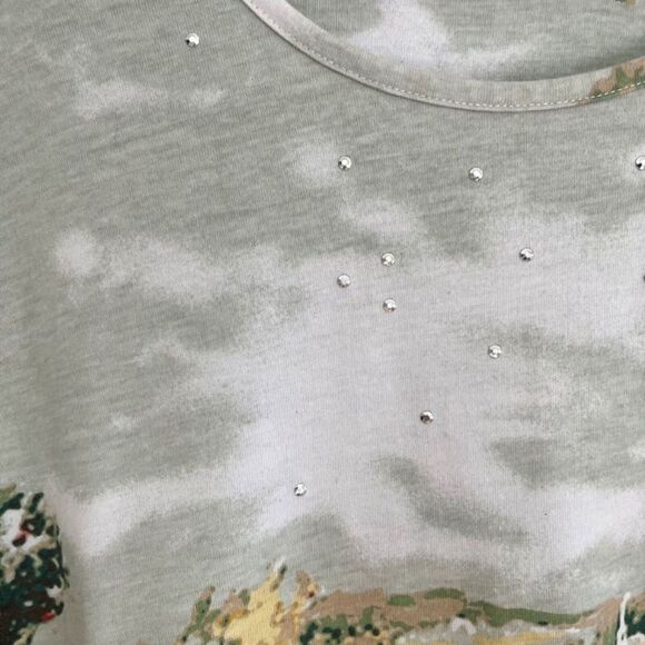 Y2k top Size XL Embellished Farmhosue Tee Grannycore Coastal Granny - Picture 5 of 13